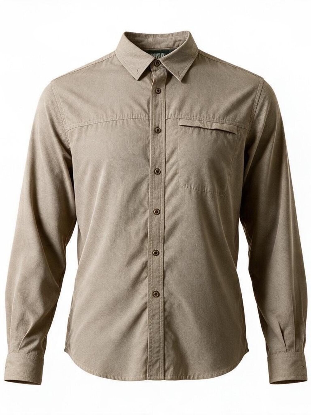 Outdoor Life Button Up Shirt Mens M Tan Micro Check Long Sleeve